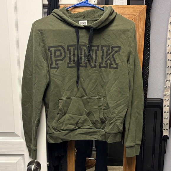 PINK Victoria's Secret Tops - PINK Victoria's Secret Olive Hoodie